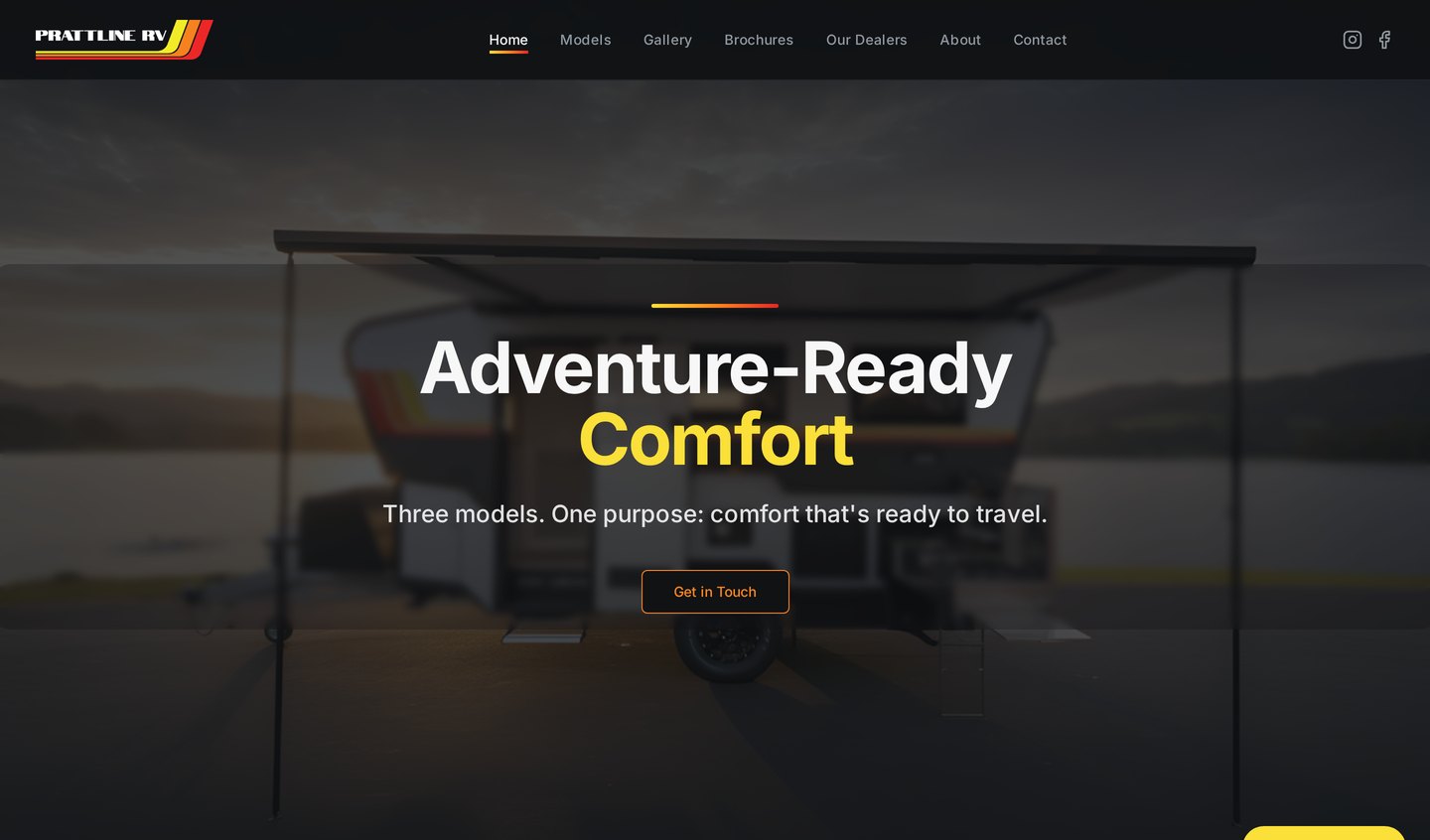 Prattline RV website homepage designed by MC Creative